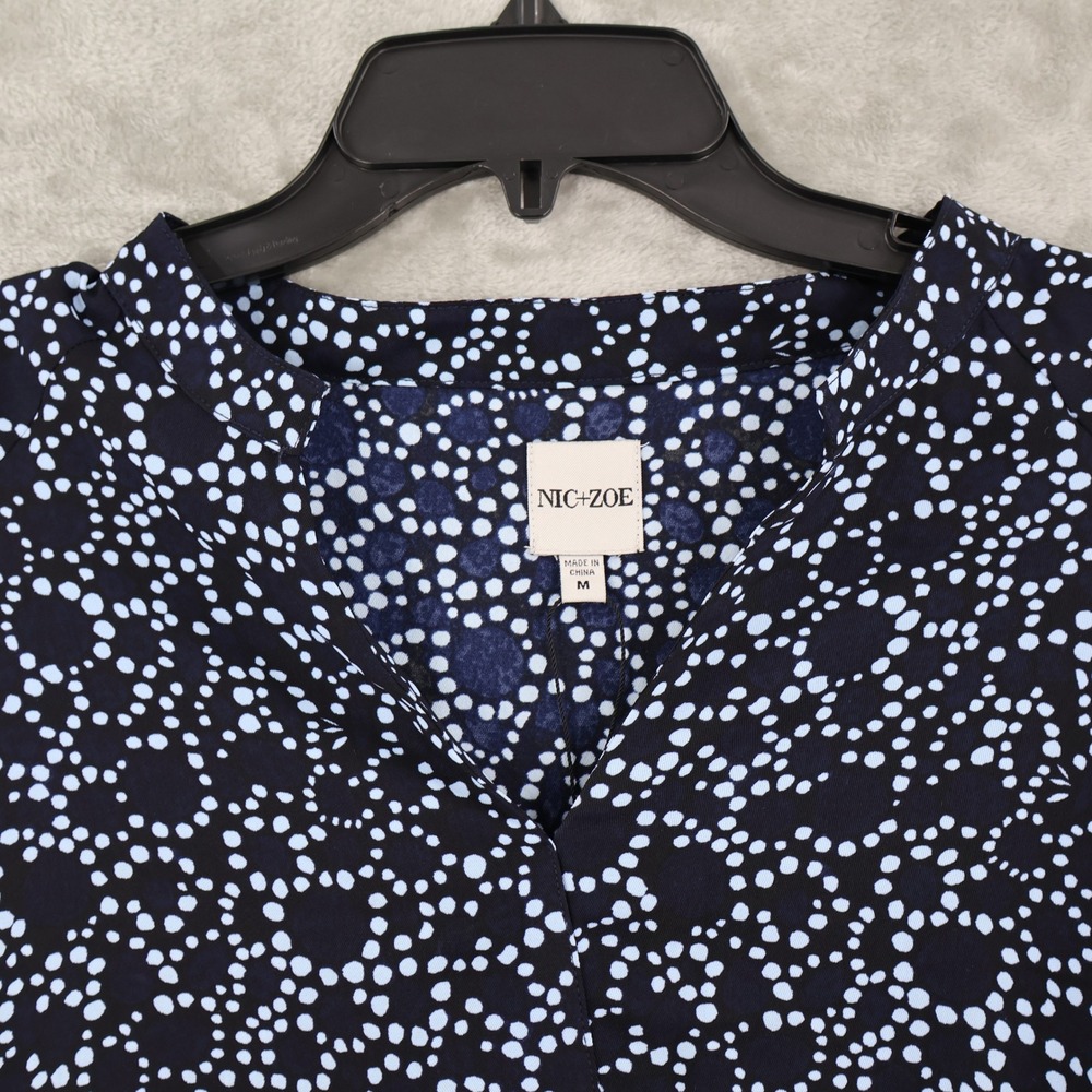 NIC+ZOE Pearl Garden Cinch Top Women M Blue Hi Low Boho Flowy Casual Coastal NWT - Picture 12 of 16